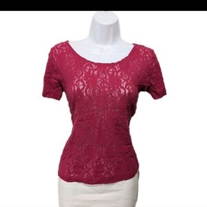 Lace Sheer Babydoll Tee Top M 90s Y2K Grunge Whimsigoth #7800